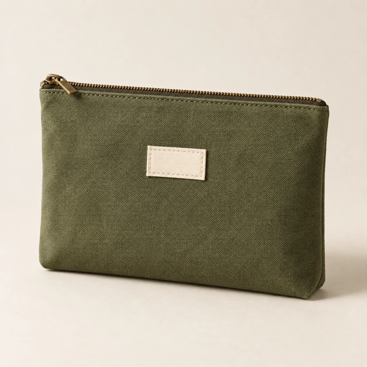 Studio A5 Document Pouch, Olive, Metal zipper