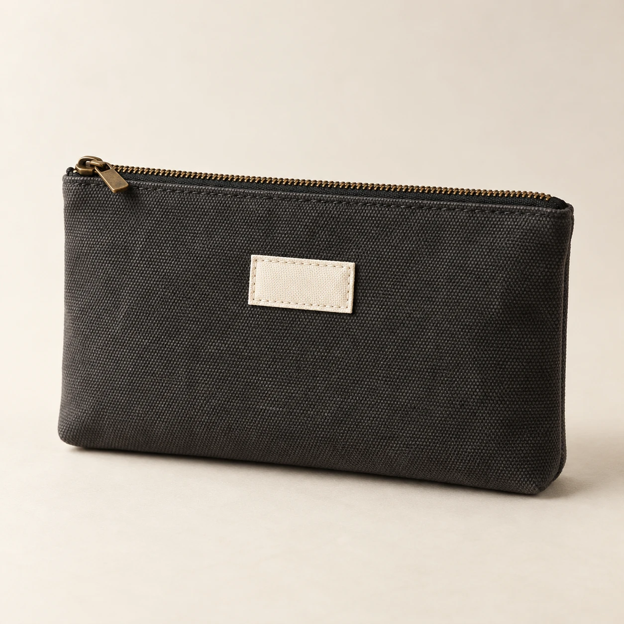 Desk Receipt Pouch, Charcoal, Metal zipper